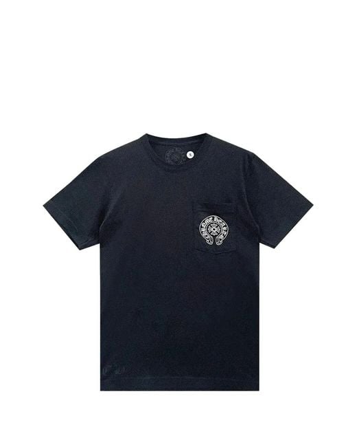 Chrome Hearts Blue Las Vegas Exclusive Horseshoe Logo Chest-Pocket T-Shirt for men