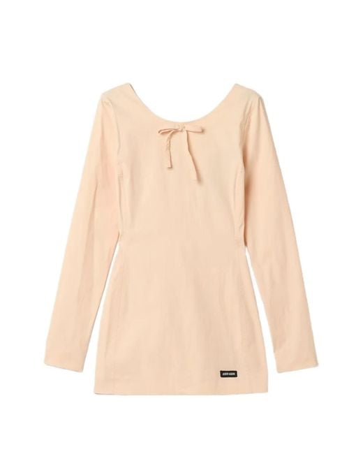 Miu Miu Natural Robe Courte En Popeline Stretch