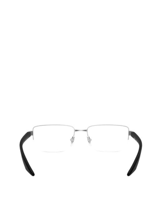 Prada Linea Rossa White Rectangle-Frame Glasses for men