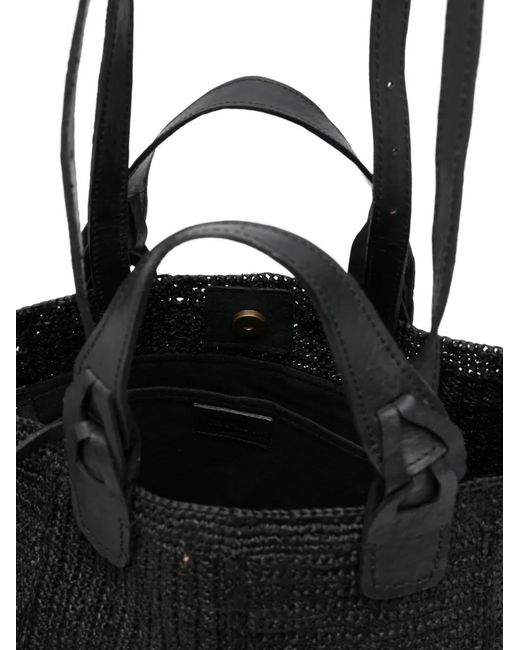 IBELIV Black Woven Tote Bag