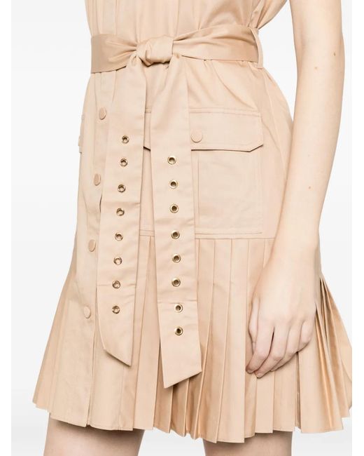 Twinset Natural Belted Pleated Mini Dress