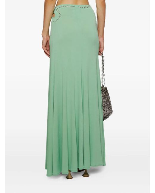 Rabanne Green Cut-Out Eyelet-Embellished Skirt