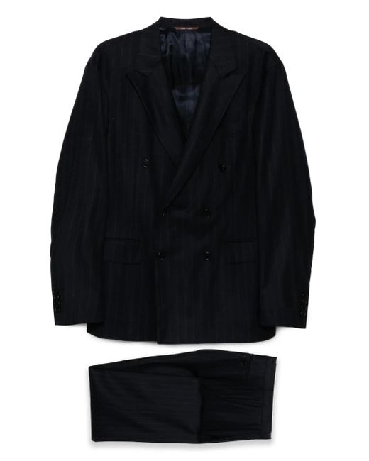 Canali Black Pinstripe Double-Breasted Suit for men