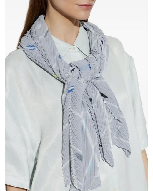 Pleats Please Issey Miyake Blue Écharpe Plissée À Motifs