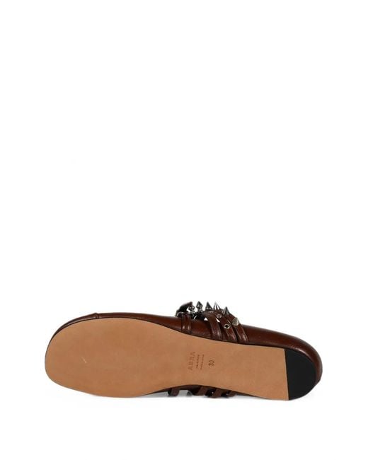 Abra Brown Ballerines En Cuir À Détails De Clous
