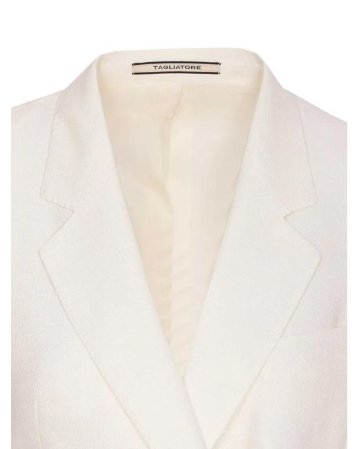 Tagliatore White Double-Breasted Notch-Lapel Blazer