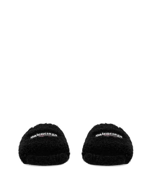 Balenciaga Black Furry Sandals for men