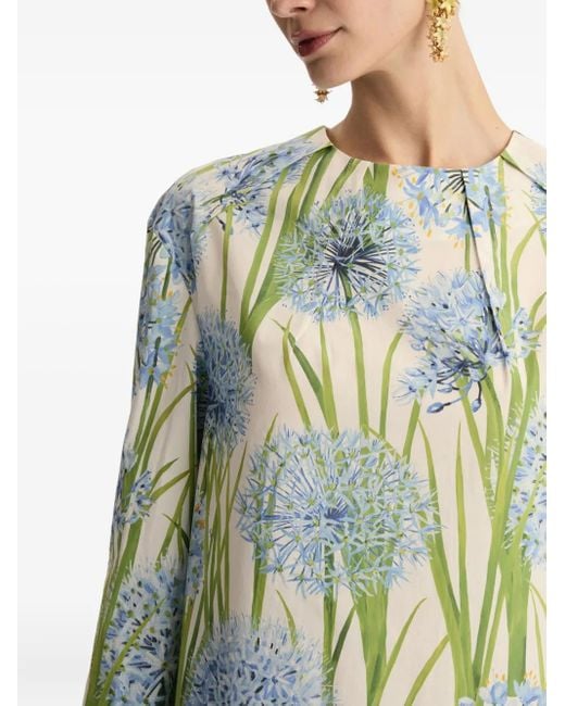 Oscar de la Renta Blue Allium Poplin Dress