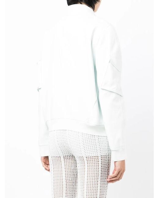 Dion Lee White Zip-Up Fitted Bomber Jacket