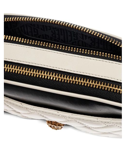 Bolso de hombro acolchado con doble cremallera Kurt Geiger de color Natural