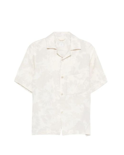 Eleventy White Floral-Print Shirt for men