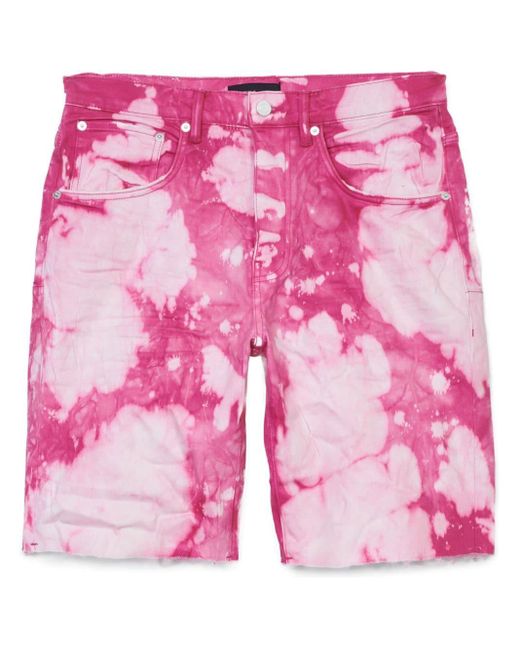 Purple Brand Pink Bleach-effect Denim Shorts for men