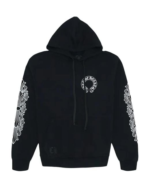 Chrome Hearts Men's Blue Hearts Horse Shoe Floral Long-sleeve Hoodie