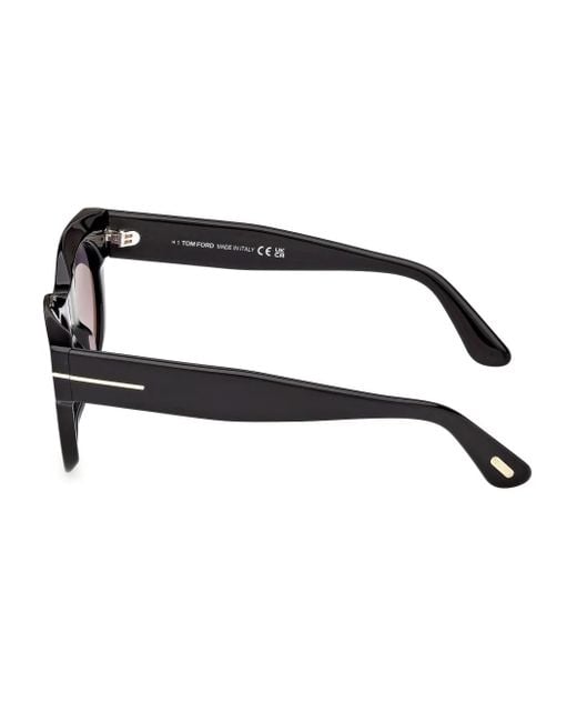 Tom Ford Black Round-Frame Sunglasses