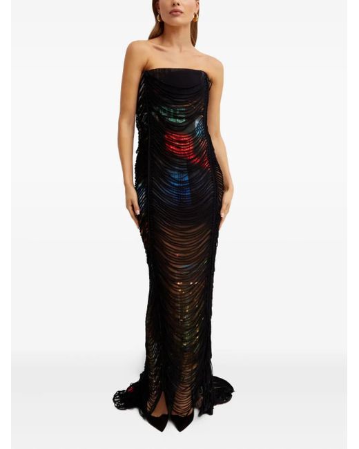 Jean Paul Gaultier Black Printed Cut-Out Maxi Dress