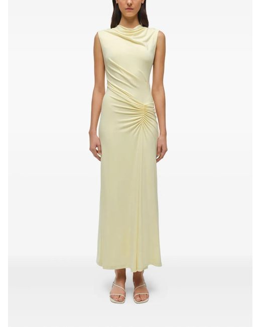 Jonathan Simkhai White Acacia Cowl-Neck Gathered Maxi Dress