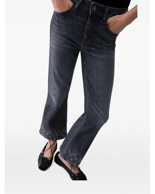 Liu Jo Blue Bootcut Jeans With Rhinestones