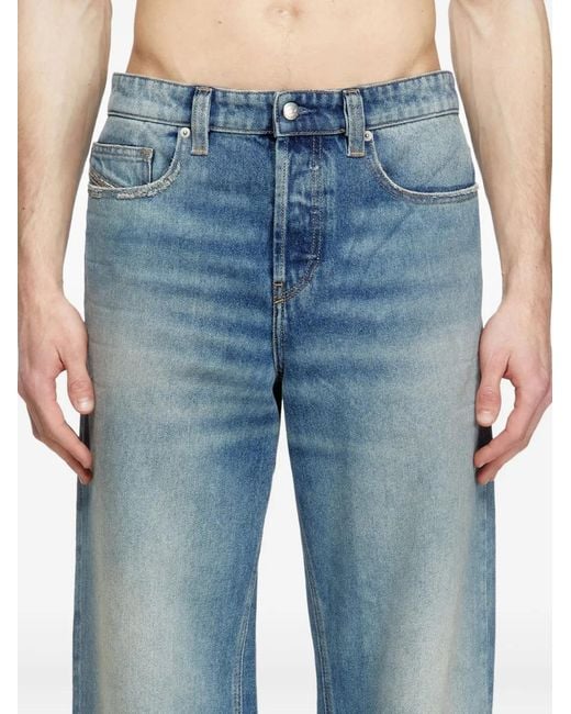 DIESEL Blue Relaxed Fit Jeans With Vintage Wash for men