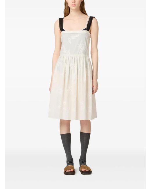 Miu Miu White Embroidered Midi Dress