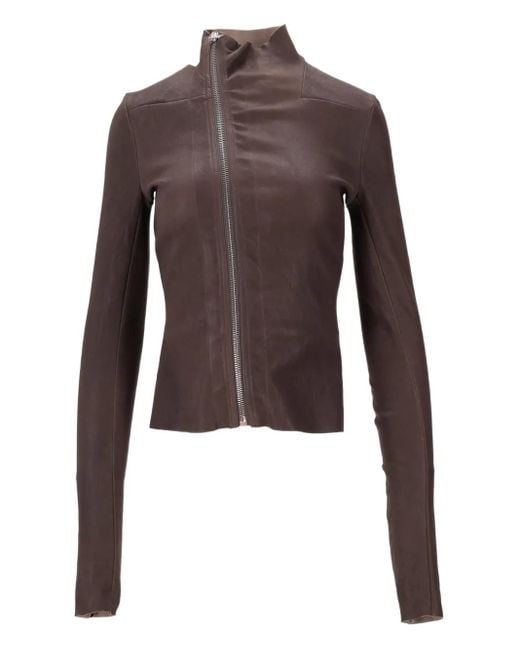 Rick Owens Brown High-Neck Zip-Front Jacket
