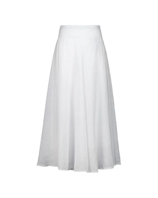 120% Lino White Midi Skirt