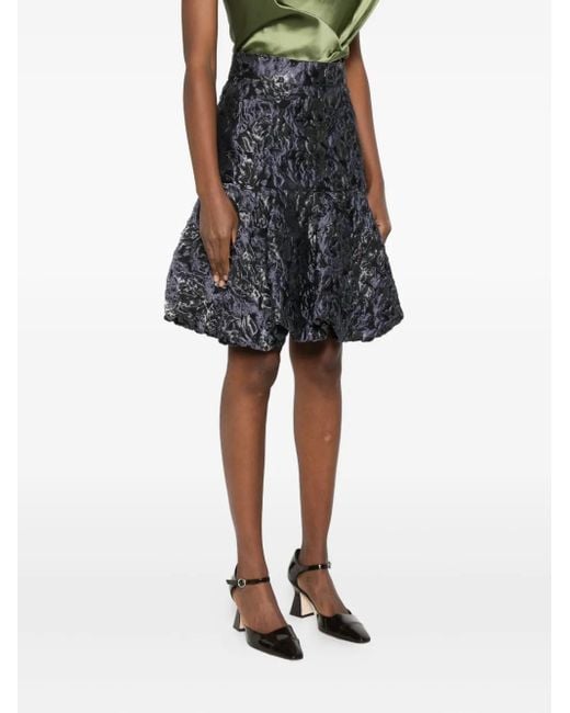 Gemy Maalouf Gray Floral-Pattern Puffball Skirt