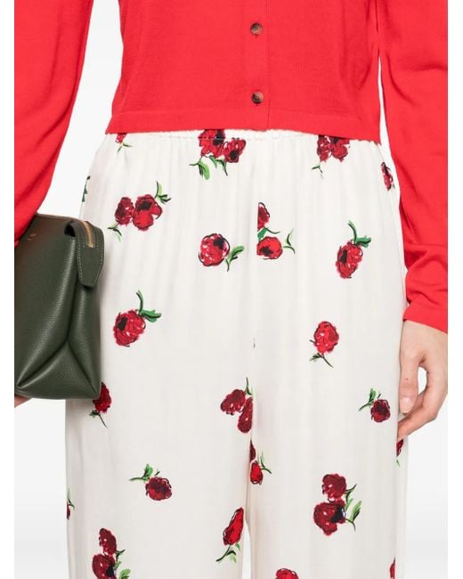 Khaite White Graphic-Print Trousers