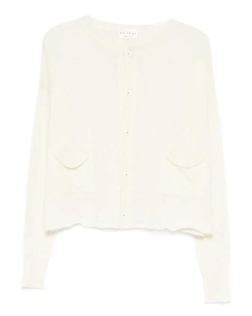 Ma'ry'ya Natural Pocket Button-Fastening Cardigan