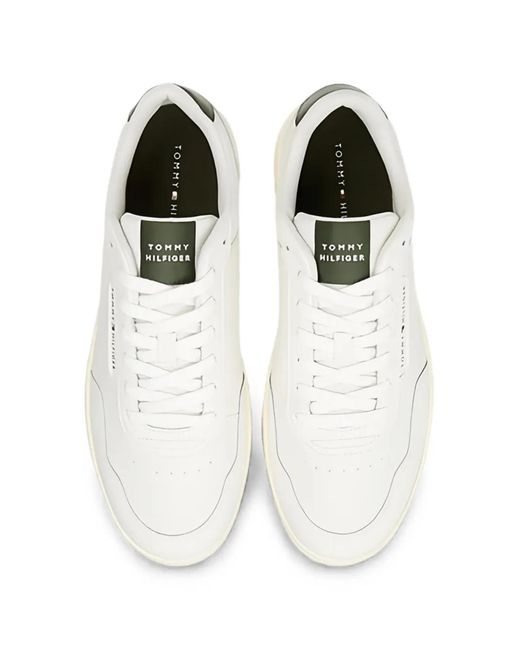 Tommy Hilfiger White Lightweight Basketball Leather Sneakers for men