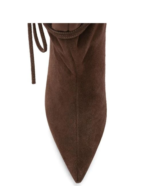 Odissi Brown Pointed-Toe Tie-Fastening Boots