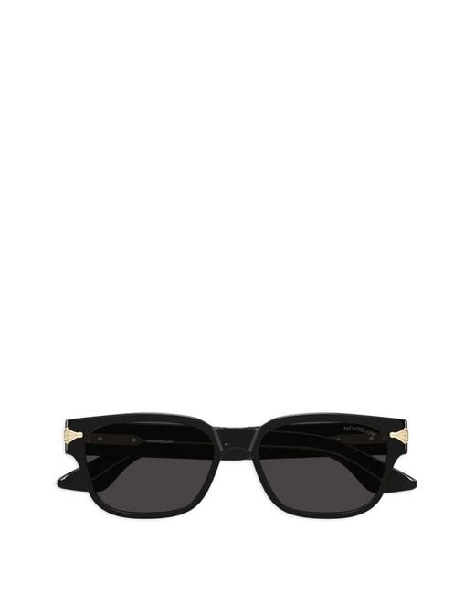 Montblanc Black Square-Frame Sunglasses
