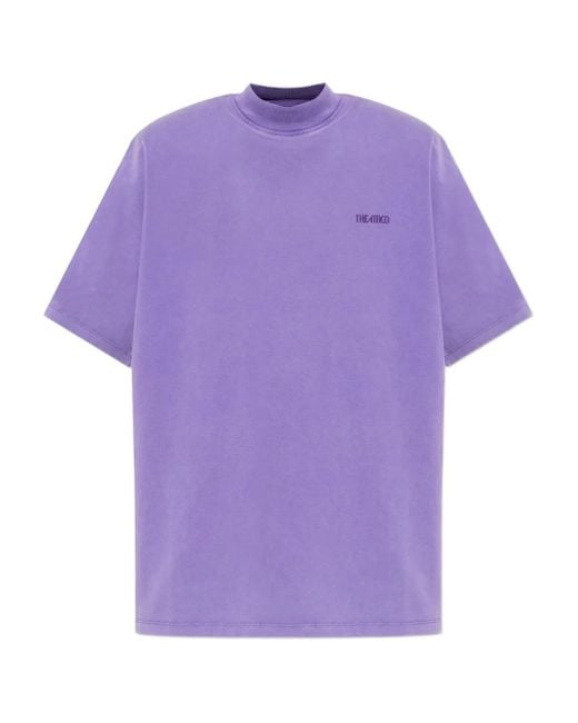 The Attico Purple Logo-Embroidered Top