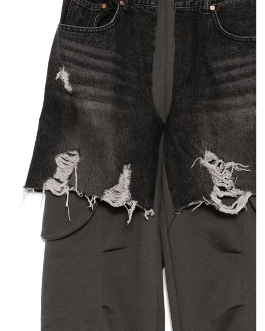 ANDERSSON BELL Black Denim-Inset Trousers for men