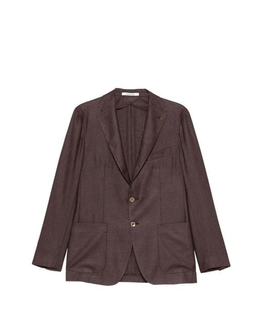 Tagliatore Brown Button-Fastening Flap-Pocket Jacket for men