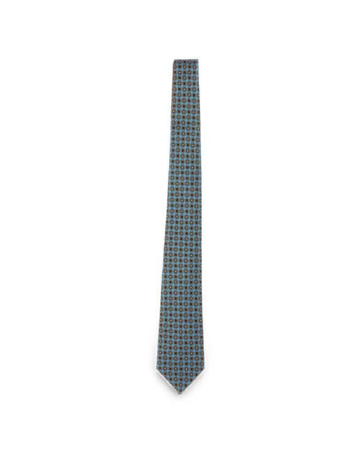 Kiton Blue Geometric-Pattern Seven-Fold Tie for men
