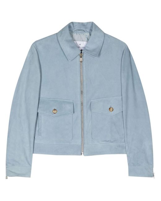 Manuel Ritz Blue Zip-up Suede Shirt Jacket