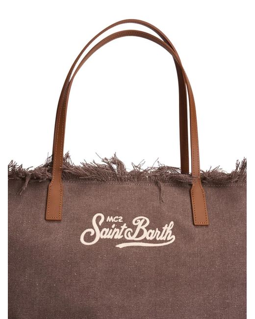 Mc2 Saint Barth Brown City Fringed Tote Bag