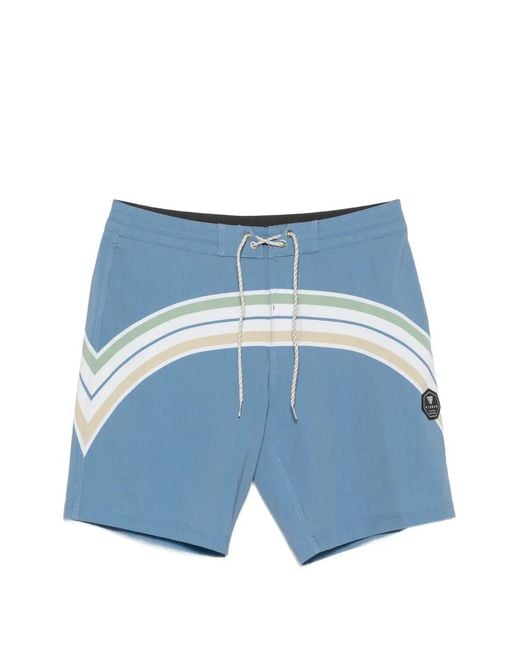 Vissla Blue Latitude Striped Swim Shorts for men