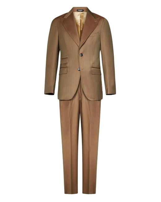 Franzese Collection Natural Pinstripe Peak-Lapel Suit for men