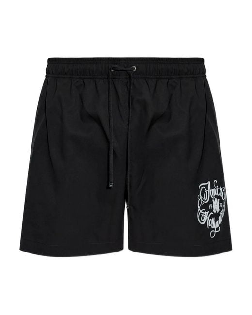 Amiri Black Printed Drawstring Swim Shorts for men