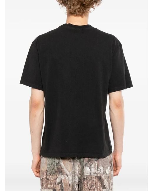 WARMAN Black Graphic Print T-Shirt for men