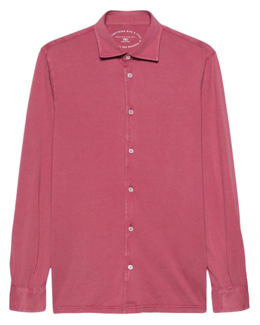 Fedeli Pink Plain Organic-cotton Shirt for men