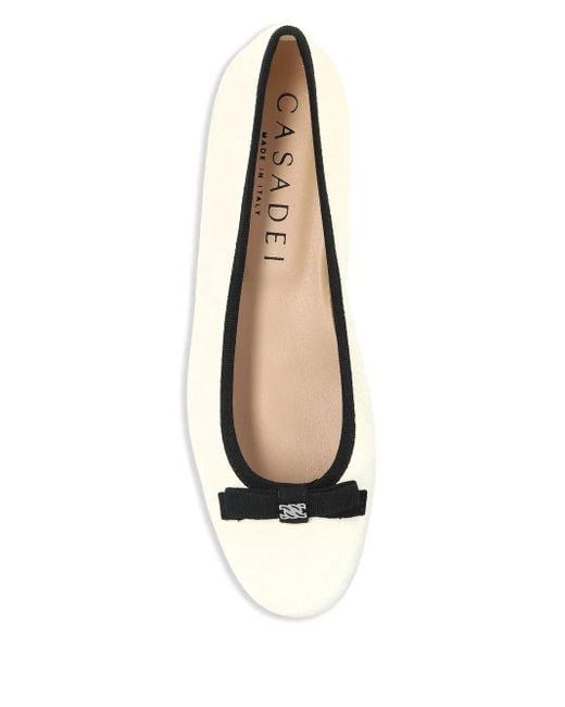 Casadei White Leather Ballet Flats