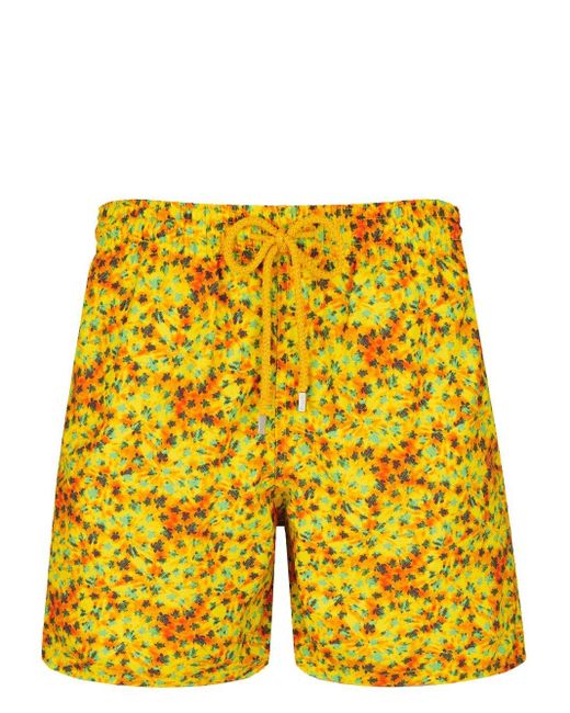 Vilebrequin Yellow Ronde Des Tortues-print Drawstring Swim Shorts for men