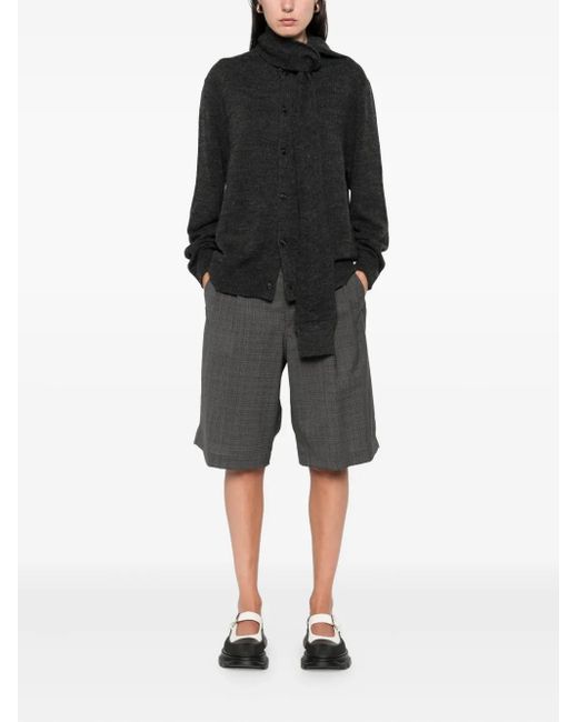 MM6 by Maison Martin Margiela Black Buttoned Tie-Neck Cardigan