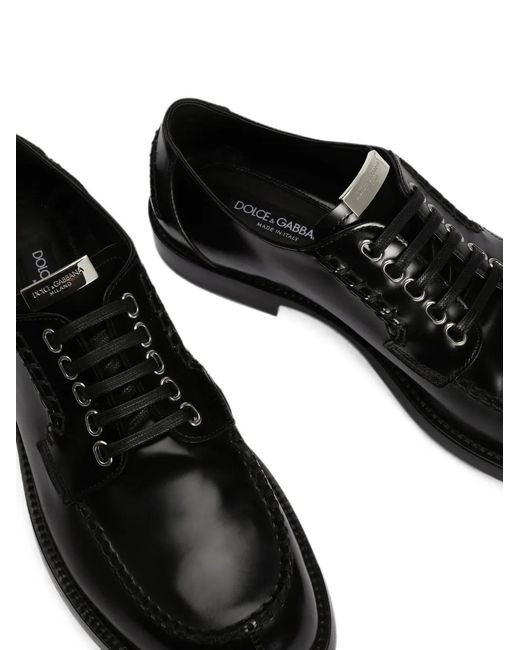Dolce & Gabbana Black Calfskin Derby Shoes for men