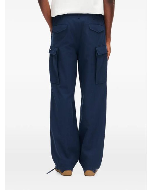 KENZO Blue Varsity Embroidered Cargo Pants for men