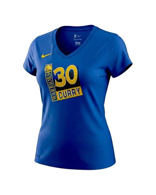 Nike Blue X Nba Golden State Warriors Stephen Curry V-Neck T-Shirt