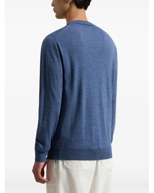 Woolrich Blue Crew Neck Virgin Wool Sweater for men