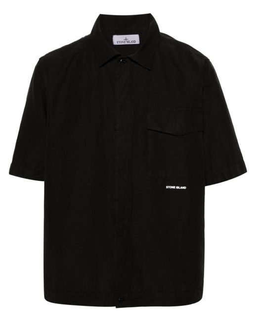 Stone Island Black Logo-print Short-sleeve Shirt for men